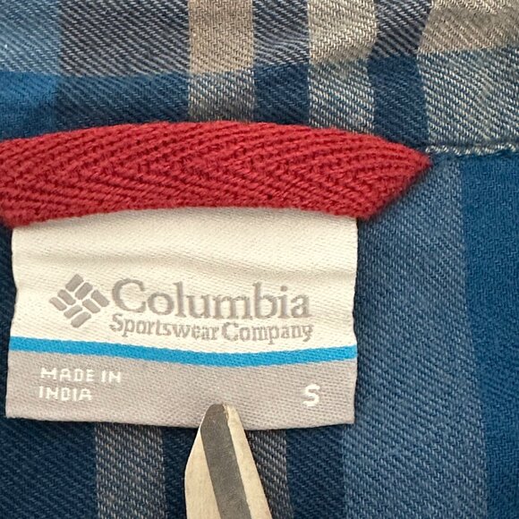 Columbia Men's Blue Plaid Lightweight Flannel SZ Small Heritage Casual Workwear - Picture 9 of 10